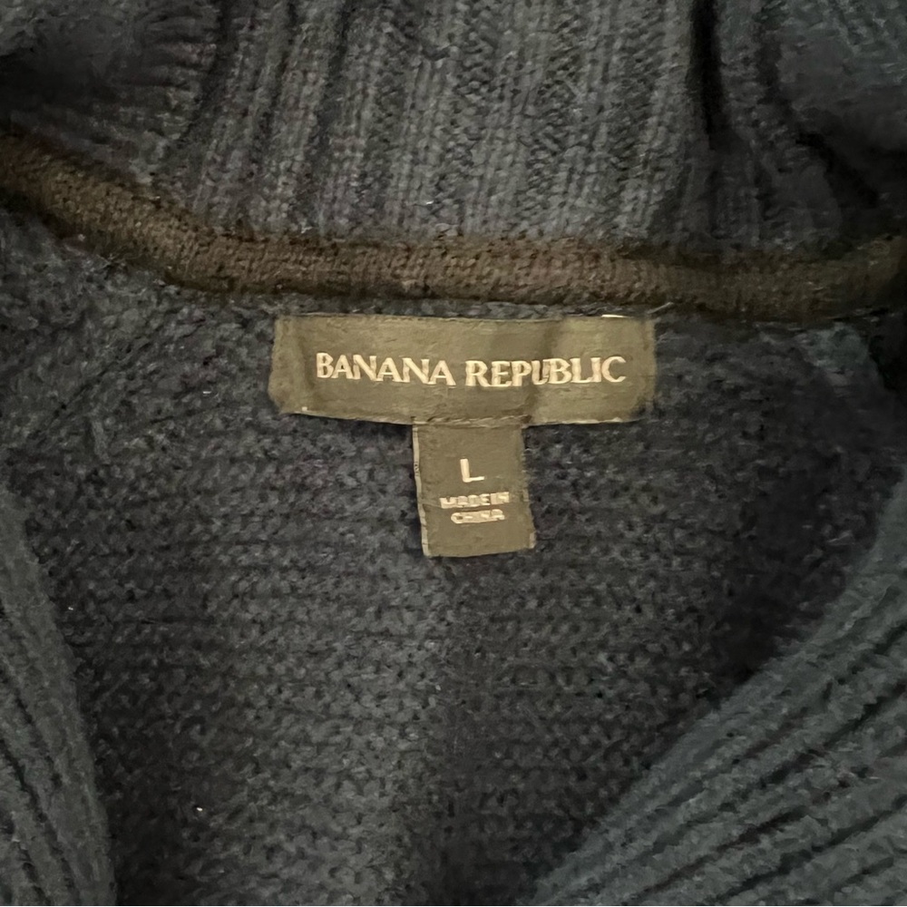 Banana Republic Shawl Collar Cardigan large Wool Cotton heavy - Picture 2 of 9
